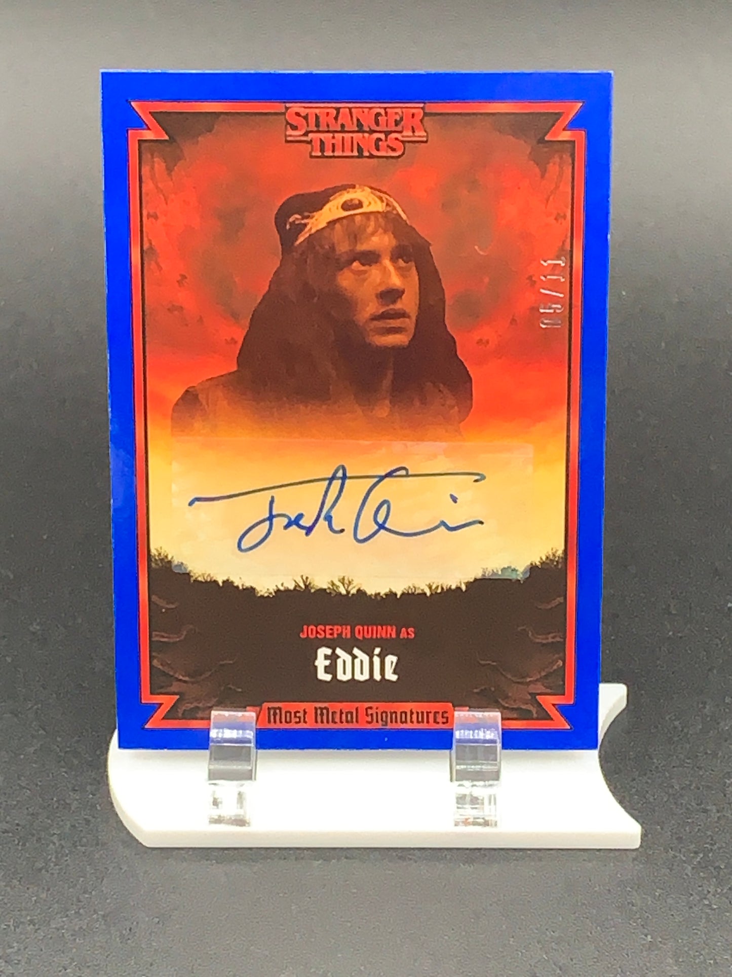 Card #MMA-JQ Blue #5 of 11 Eddie Most Metal Signatures Autographed by Joseph Quinn