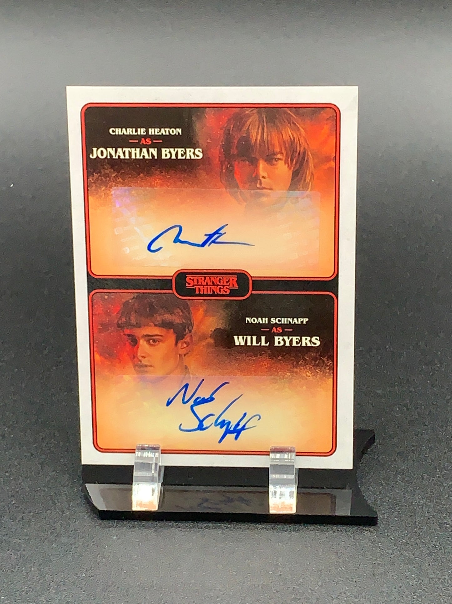 Card # DA-CN Dual Autograph Jonathan Byers  / Will Byers  Autographed by Charlie Heaton & Noah Schnapp