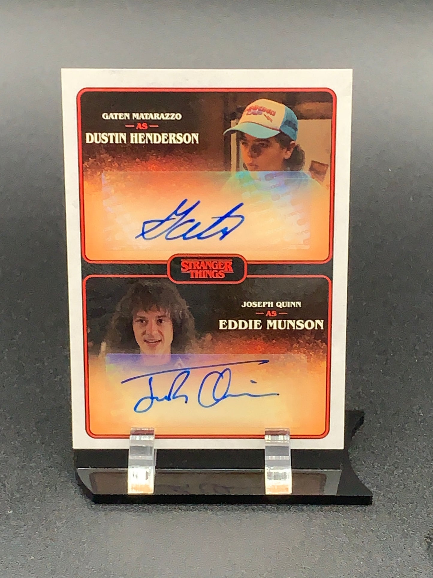 Card #DA-GJ Dual Autograph Dustin Henderson / Eddie Munson  Autographed by Gaten Matarazzo & Joseph Quinn