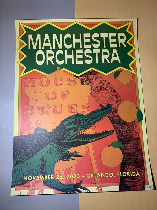 Manchester Orchestra House of Blues Orlando Concert Poster 11/26/23